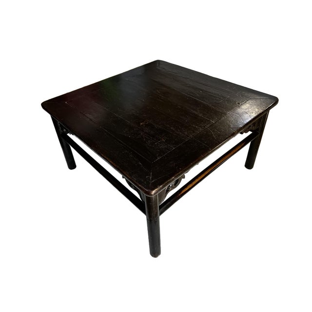 Chinese Antique Chinese Square Black Lacquer Coffee Table For Sale - Image 3 of 12