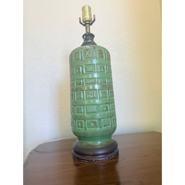 Vintage Brutalist Ceramic Symbolic Lamp For Sale - Image 4 of 4