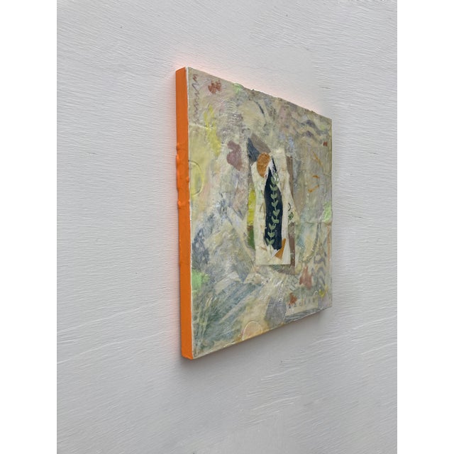 Paper Modern Collage and Encaustic on Wood 'Beanstalk' For Sale - Image 7 of 7