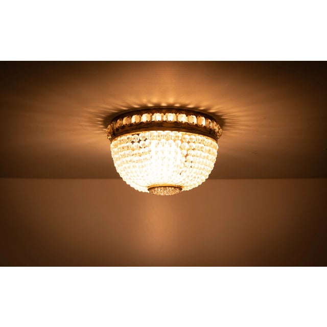 Crystal Glass Ceiling Lamp, 1930s For Sale - Image 9 of 10
