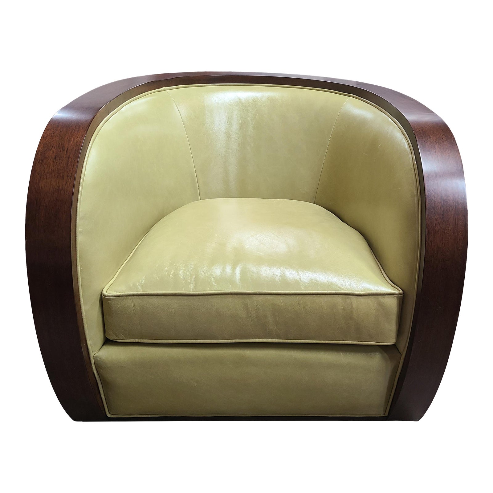 Thomasville Furniture Ernest Hemingway Mahogany Partaga Swivel Leather