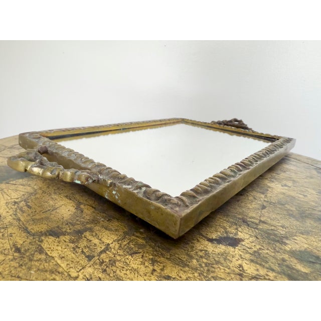 1950s Vintage 1950s Baroque Mirrored Vanity Brass Tray (Denmark) For Sale - Image 5 of 15