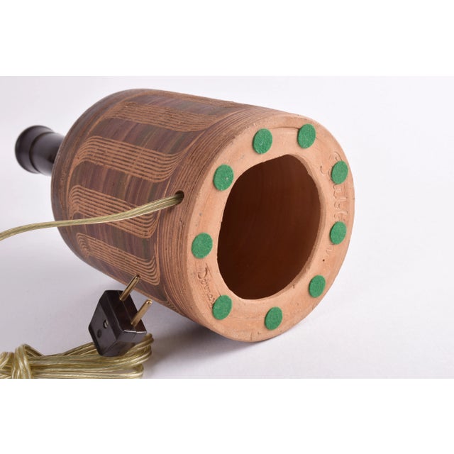 Brown Mid-Century Danish Brown and Purple Striped Ceramic Table Lamp by Jytte Trebbien, 1960s For Sale - Image 8 of 13