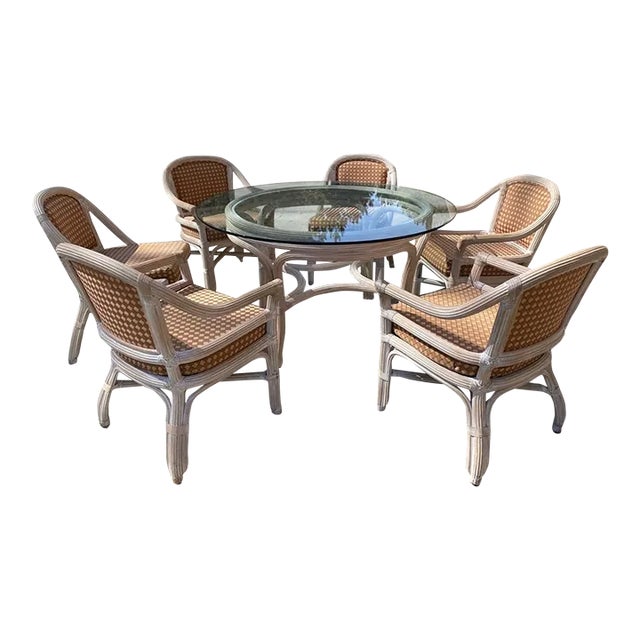 1970s Vintage Reed Dining Set - Set of 7 For Sale