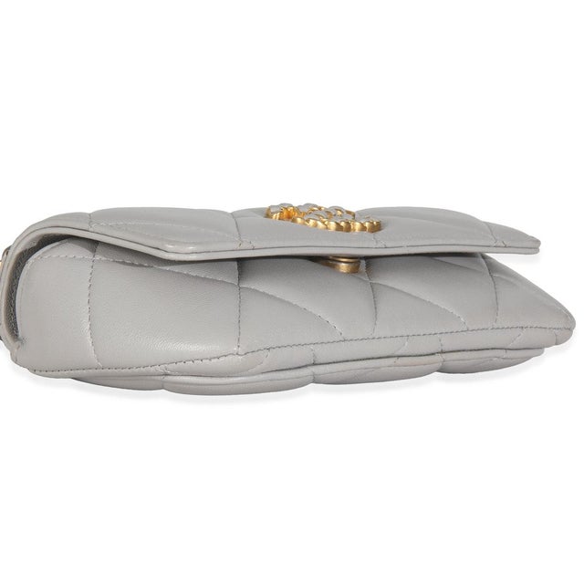 Animal Skin Grey Quilted Lambskin Chanel 19 Sunglasses Case With Chain For Sale - Image 7 of 8