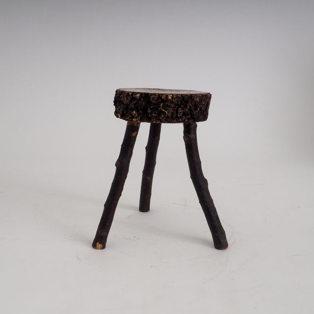 Rustic Hand-Crafted Wooden Stool, 1960s For Sale - Image 4 of 14