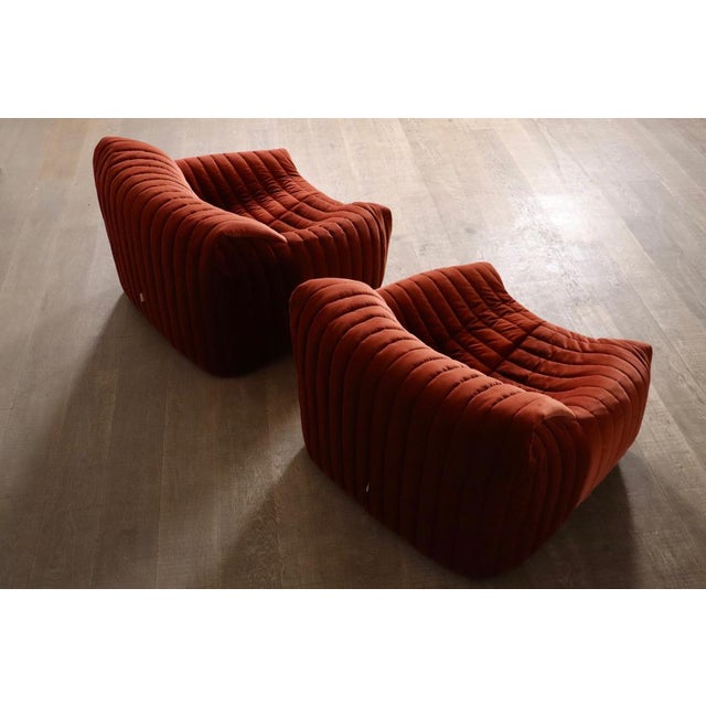 Sandra Lounge Chairs in Velvet by Annie Hieronimus for Cinna, France, 1970s, Set of 2 For Sale - Image 8 of 15