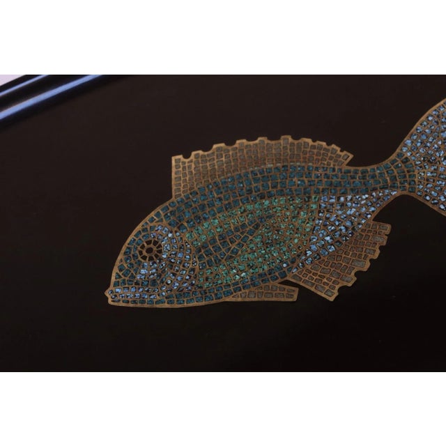 Vintage Couroc Black Resin Inlaid "Fish" Tray For Sale - Image 11 of 12