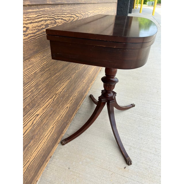 1990s Vintage Flip Top Entry Table Converts to Dining/Game Table Claw
