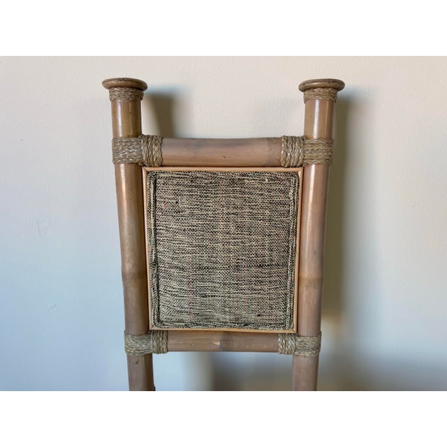 1980s 1980’s Vintage Organic Modern Antonio “Budji” Layug Style Bamboo & Woven Leather Accent Chair For Sale - Image 5 of 12