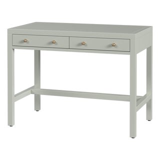 Nora 40 in. W Rectangular Wood 2 Drawer Writing Desk, Sage Green For Sale