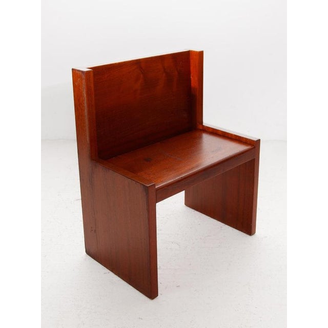 Brutalist Hand-Crafted Wood High-Back Bench, Belgium, 1968 For Sale - Image 4 of 14