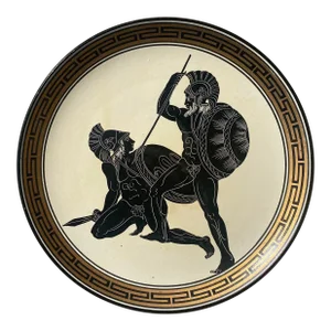 Mid Century Vintage Hand Painted Terra-Cotta Greco Roman Charger