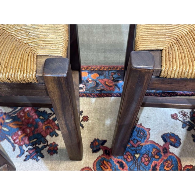 Late 20th Century Vintage Mahogany Chairs with Straw Seats, 1970s, Set of 4 For Sale - Image 5 of 9