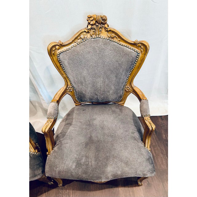Wood 19th Century Italian Louis XV Rococo Style Salon Chairs For Sale - Image 7 of 12
