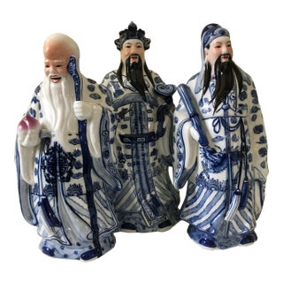 1990s Chinoiserie Longevity Statues - Set of 3 For Sale