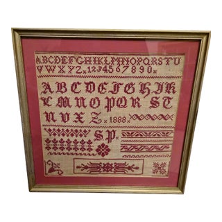 1888 Red Work Sampler For Sale