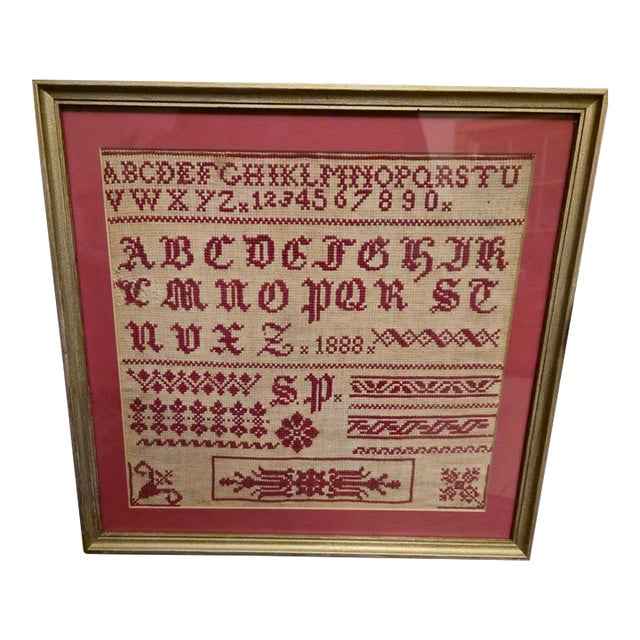 1888 Red Work Sampler For Sale