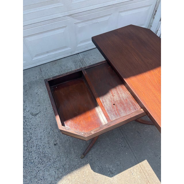 Mid 20th Century Federal Revival Mahogany Lyre Base Flip Top Games Table For Sale - Image 9 of 11
