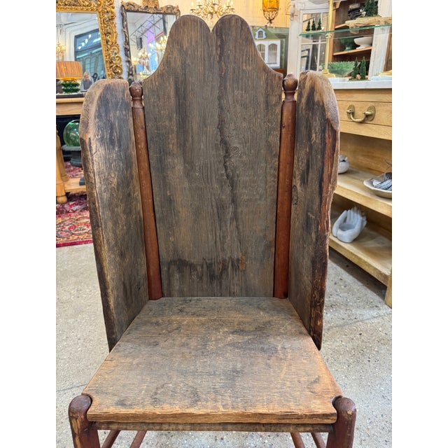 19th Century Primitive Folk Art "Make-Do" Fireside Wing Chair For Sale - Image 4 of 9