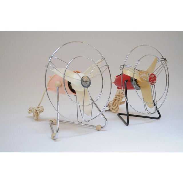 Metal Small Vintage Italian Modern Pink Table/Wall-Mounted Fan For Sale - Image 7 of 12