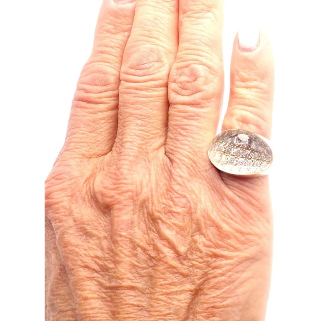Late 20th Century Cartier Myst De Cartier Yellow Gold Diamond Rock Crystal Dome Ring, Size 6 For Sale - Image 10 of 12