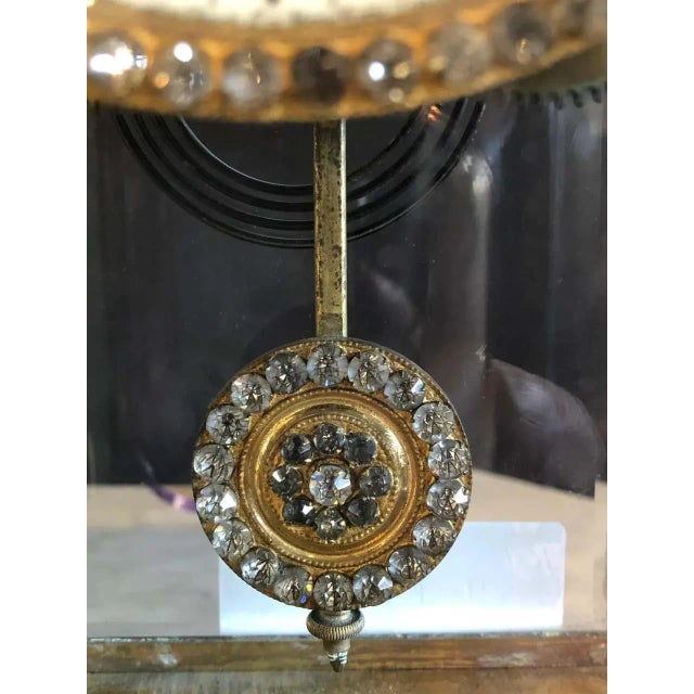 Crystal Face and Pendulum Clock Made by Ansonia Clock of New York For Sale - Image 9 of 13