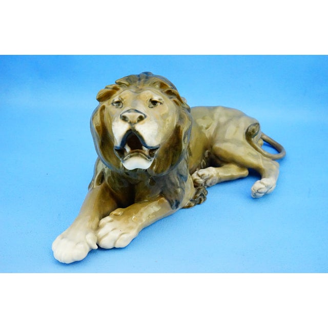 20th Century Porcelain Model 1268 Lion Sculpture by Lauritz Jensen for Royal Copenhagen, Denmark For Sale - Image 10 of 18