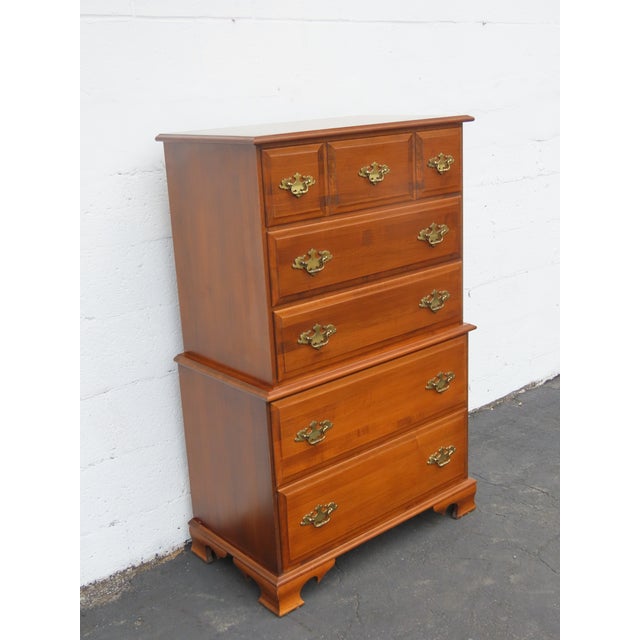 Wood Tall Solid Maple Chest of Drawers 6655 For Sale - Image 7 of 14