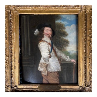 Constantin Netscher 1668 - 1723, Charles I and Henrietta Maria Portraits on Panel For Sale