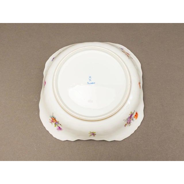 White Antique Dresden Germany Franziska Hirsch Scalloped Floral Porcelain Serving Bowl For Sale - Image 8 of 9