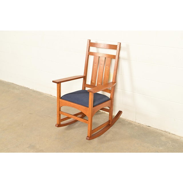 A gorgeous Mission or Arts & Crafts rocking chair By L. & J.G. Stickley, "Harvey Ellis Collection" USA, Circa Late 20th...