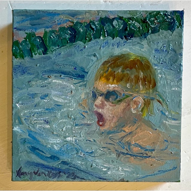 "The Swim Meet" Expressionist, Figurative, Original Oil Paintings, by Van Ness For Sale - Image 11 of 13