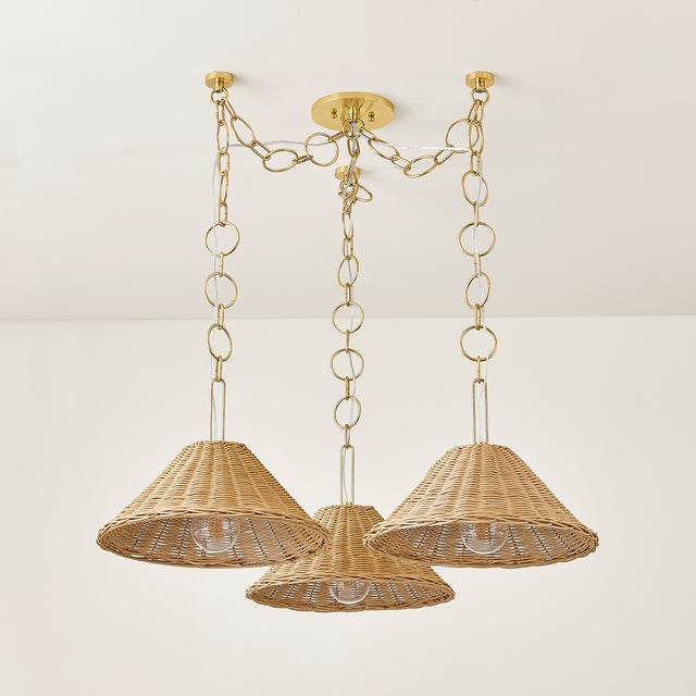 Contemporary Mitzi Dalia 38.5 in. 3 Light Chandelier in Aged Brass Finish For Sale - Image 3 of 8