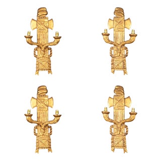 Late 19th Century Revolutionary Illumination: Symbolism and Craftsmanship Wall Sconces - Set of 4 For Sale