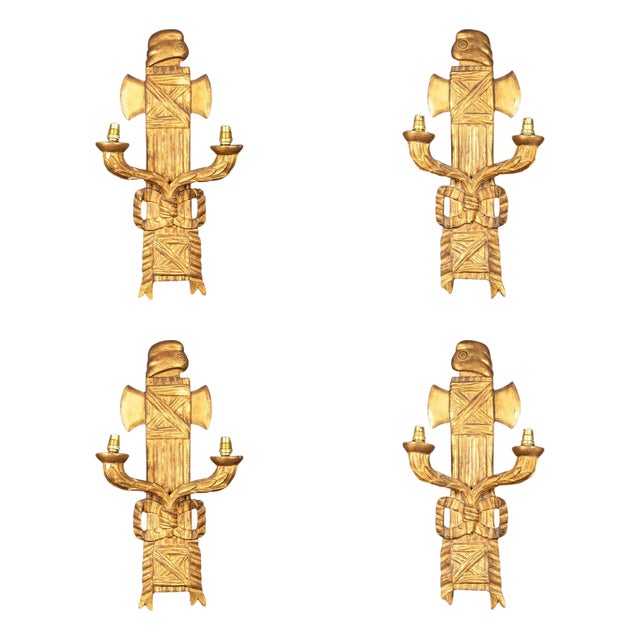 Late 19th Century Revolutionary Illumination: Symbolism and Craftsmanship Wall Sconces - Set of 4 For Sale