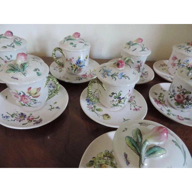 19th Century Veuve Perrin French Faience Tin Glaze Pottery Pots De Creme- 16 Pieces For Sale In New York - Image 6 of 11