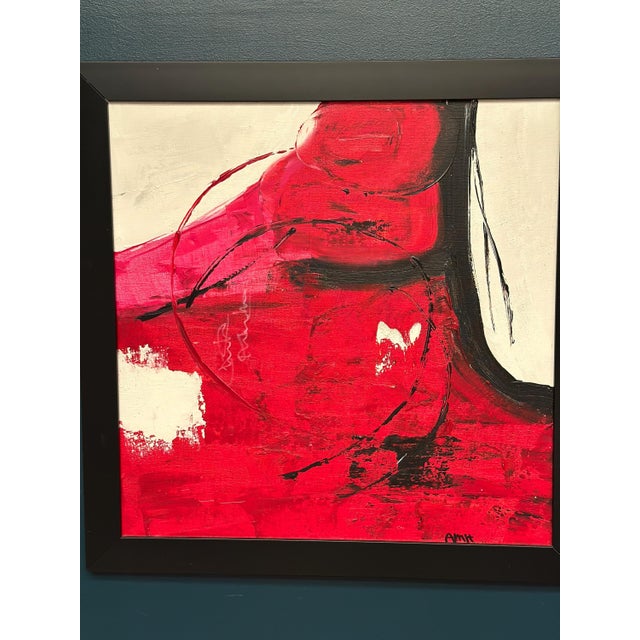 Amh, Red Composition, 1960s, Oil Painting on Canvas, Framed For Sale - Image 9 of 14