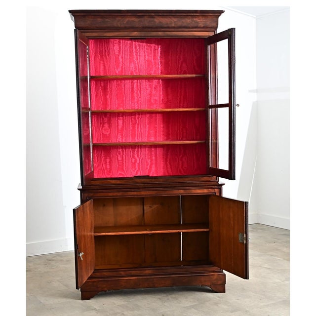 Edit Early 19th Century French Louis Philippe Mahogany Bibliotheque with Silk Interior For Sale - Image 11 of 15