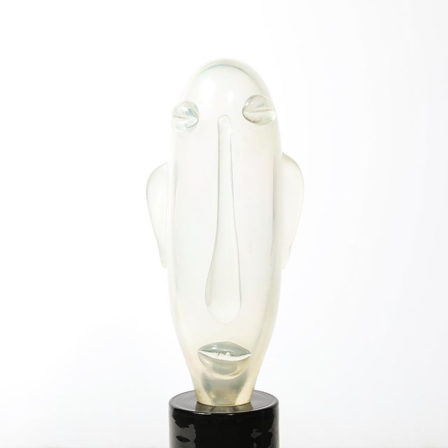 Sergio Rossi Mid-Century Hand-Blown Murano Opalescent Glass Head Sculpture by Sergio Rossi For Sale - Image 4 of 15