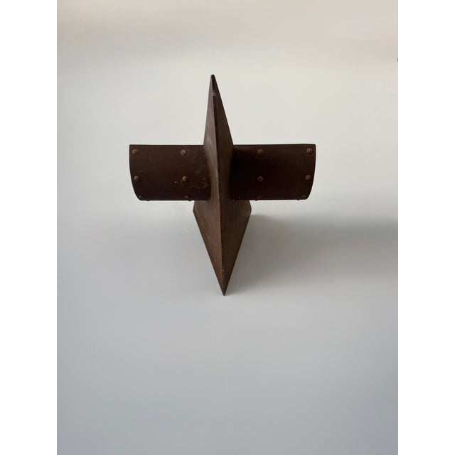 Metal Vintage Metal Wall Sconces with Rust-Like Patina, France, 1970, Set of 2 For Sale - Image 7 of 8