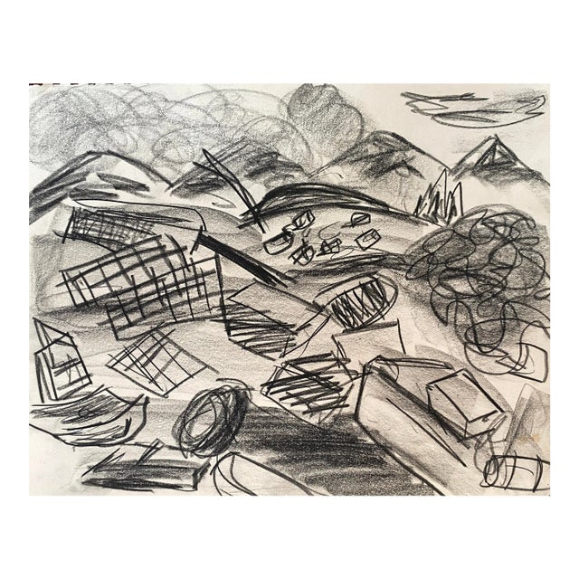 1950s Virginia Spencer Junkyard Abstract Drawing For Sale