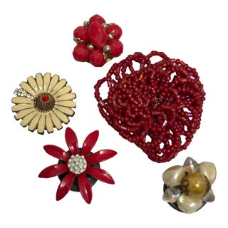 Eclectic Vintage Upcycled Crystal Jeweled Magnets, Set of Five For Sale