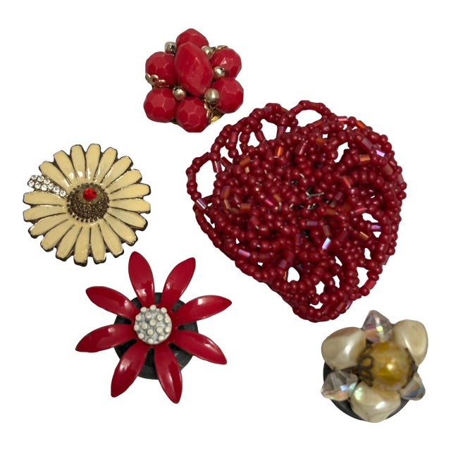 Eclectic Vintage Upcycled Crystal Jeweled Magnets, Set of Five For Sale