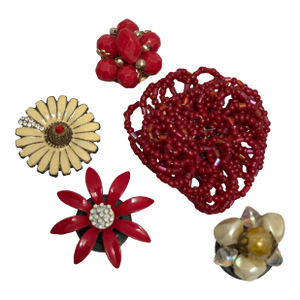 Eclectic Vintage Upcycled Crystal Jeweled Magnets, Set of Five