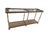 Vintage Hollywood Regency Faux Bamboo Brass Console Table With Cane Shelf & Double Glass Top | Chinoiserie Campaign Entry Table For Sale - Image 6 of 12