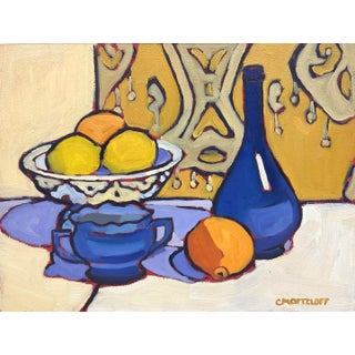 "The Blue Bottle" Fauvist Still Life Oil Painting by Catherine Martzloff For Sale