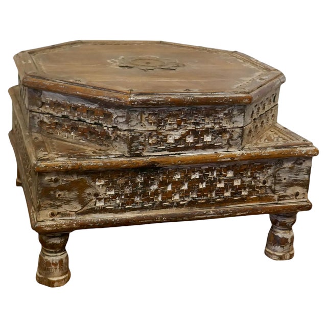 Double Height Carved Indian Box, 1910 For Sale