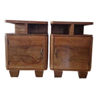 Art Deco Burl Bedside Tables, 1930, Set of 2 For Sale