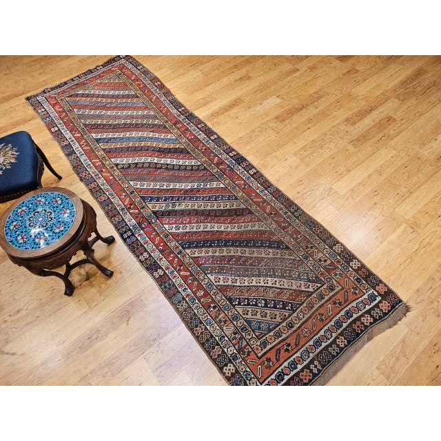 19th Century Antique Gendje Kazak Runner, Handwoven Wool, 19th Century Caucasus, 4' x 11' For Sale - Image 5 of 16